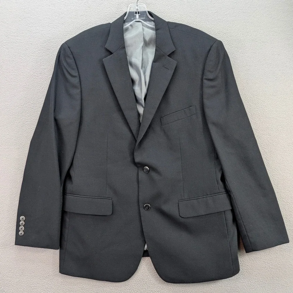 Pronto Uomo Blazer Jacket Mens 43R Black Wool Blend Two Button‎ Corpcore Formal